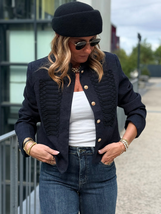 Veste officier bouton or Bleu Jean 7105
