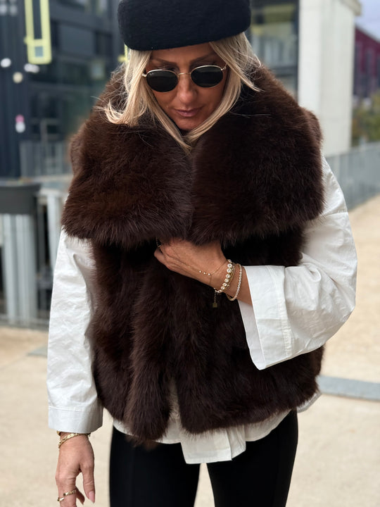 Gilet sans manches fourrure choco réversible 88275