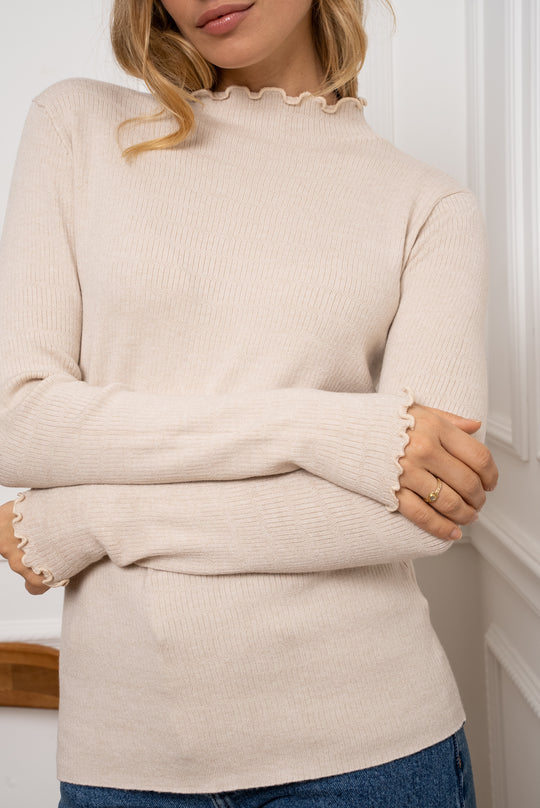 Pull saullier volant en Beige 9013