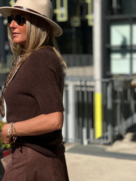 Pull maille manches courtes