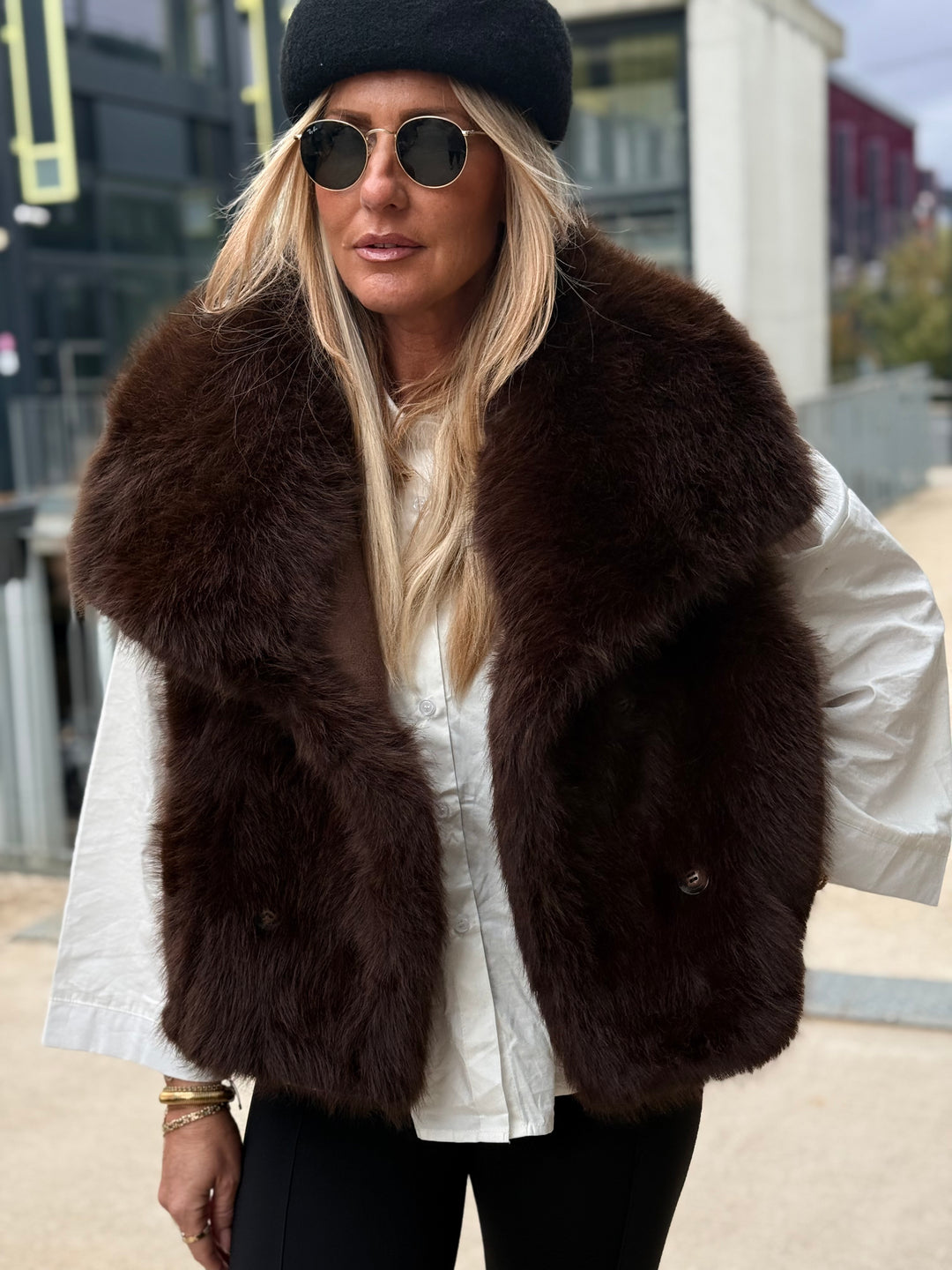Gilet sans manches fourrure choco réversible 88275