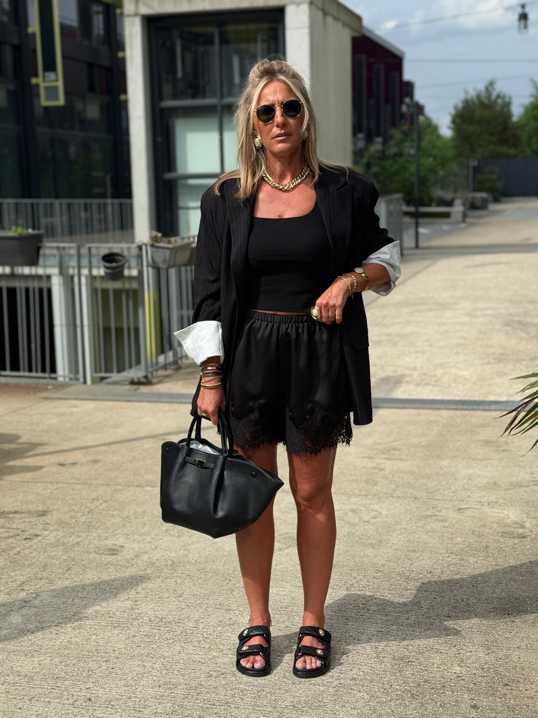 Blazer oversize à rayure Noir V2427