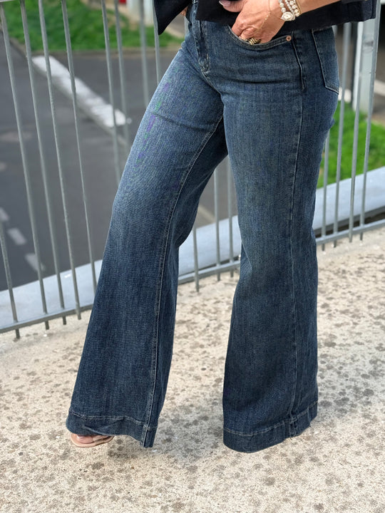 Jean patte d’éléphant Bleu JW9689