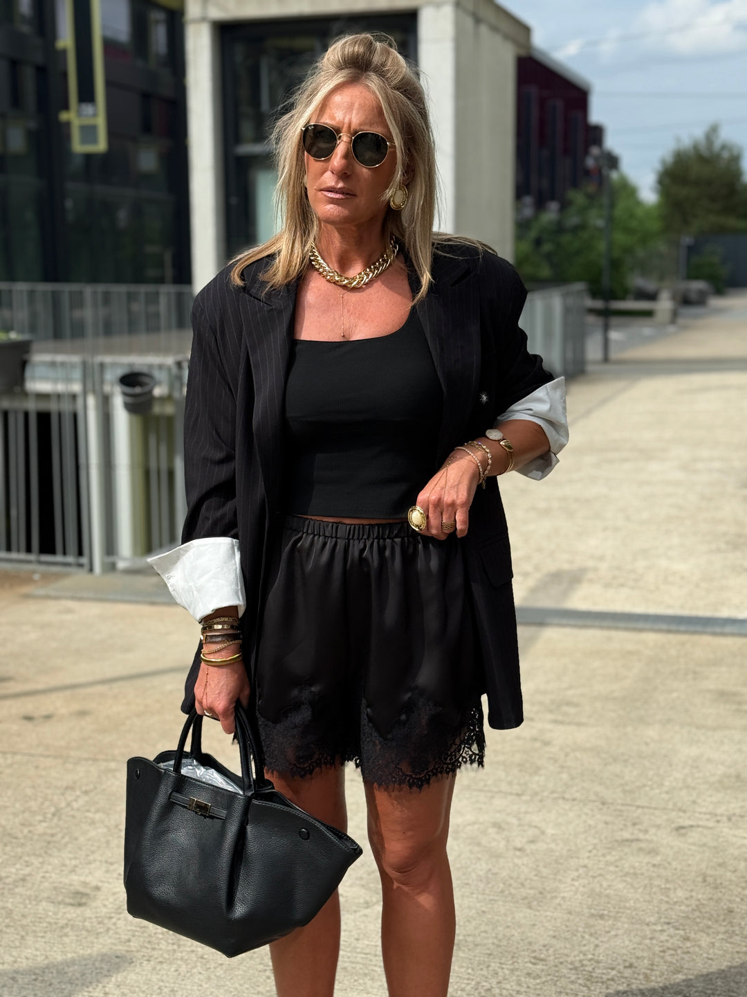 Blazer oversize à rayure Noir V2427