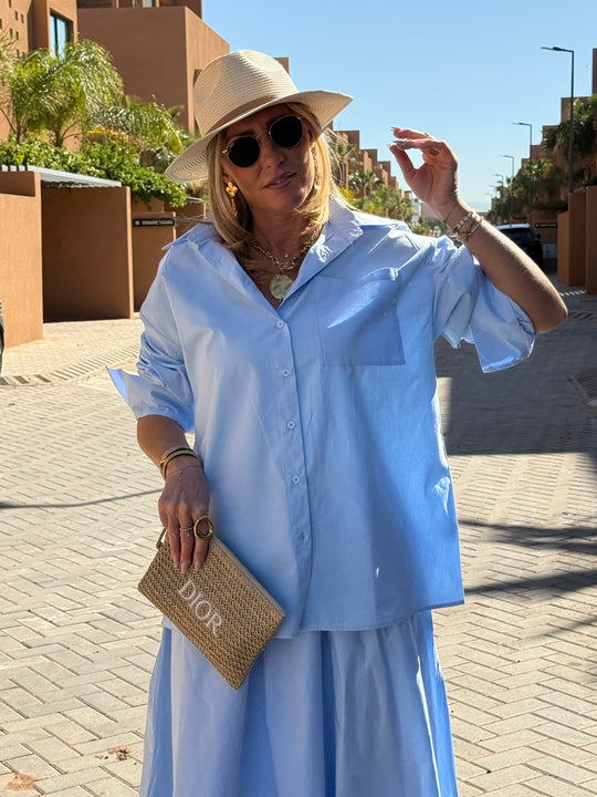 Ensemble chemise + jupe Bleu 3253+3255