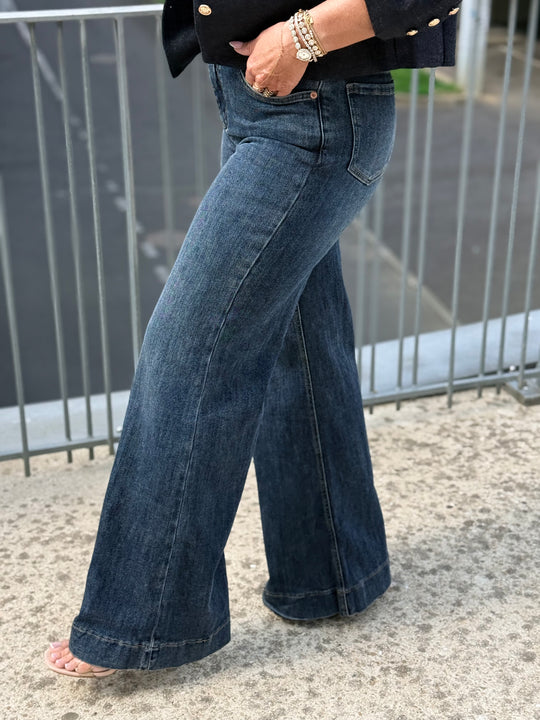 Jean patte d’éléphant Bleu JW9689