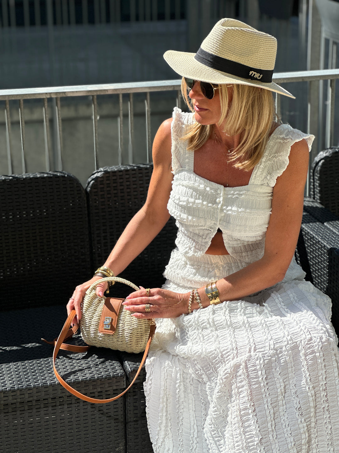 Ensemble jupe top bretelle blanc 9669