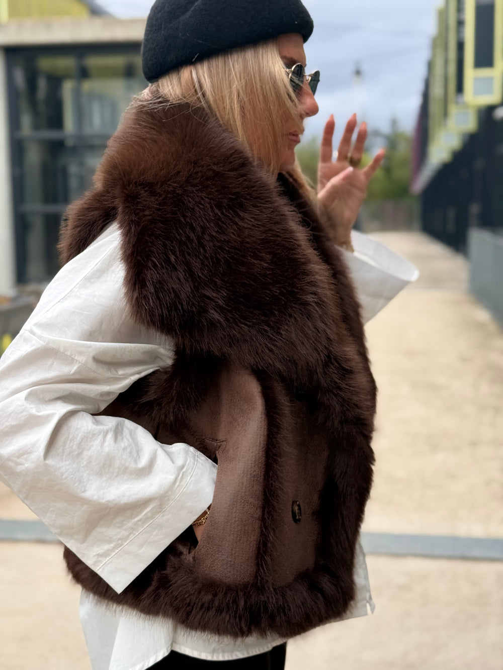 Gilet sans manches fourrure choco réversible 88275