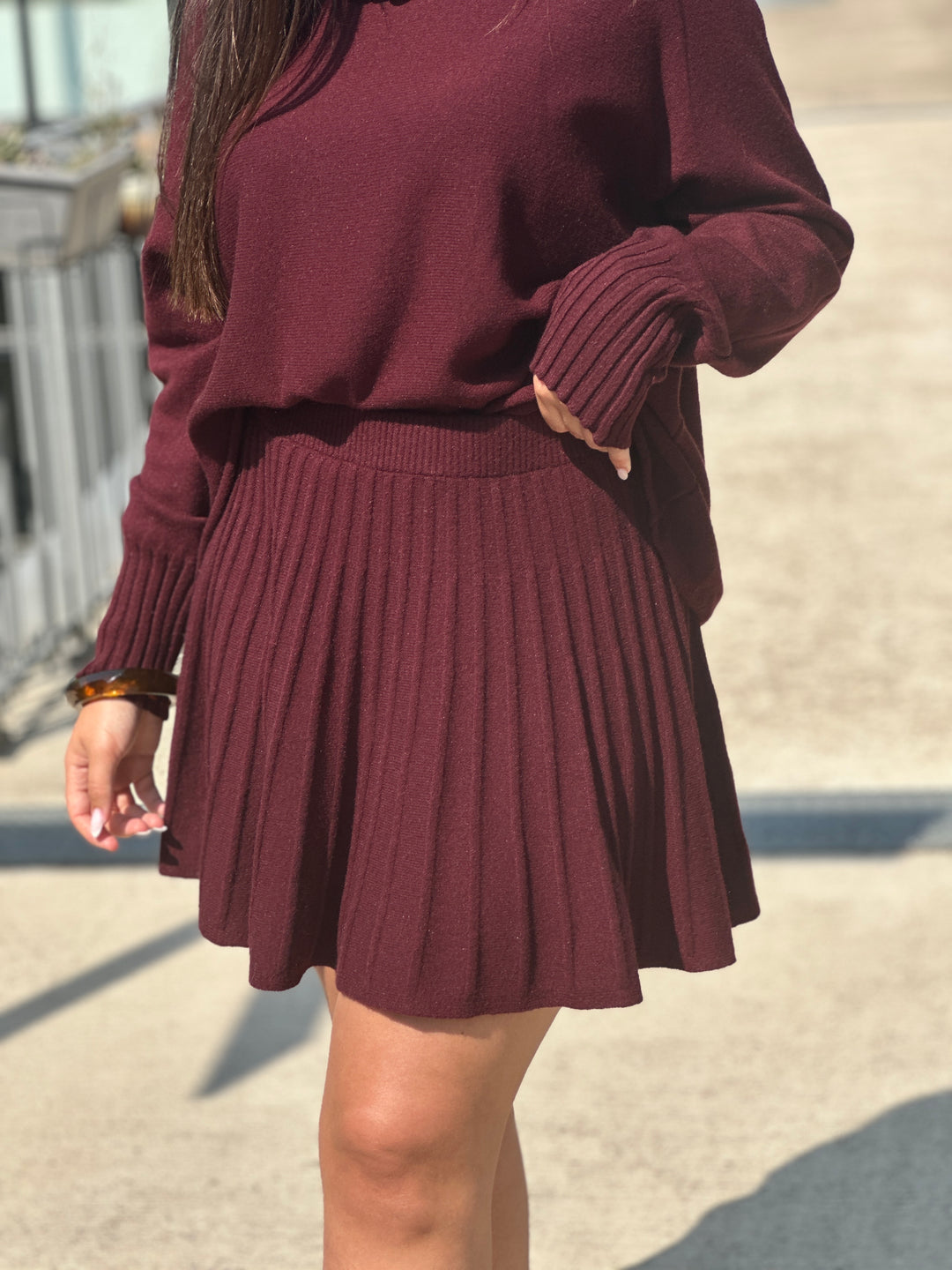 Ensemble col roulé et jupe Bordeaux 5030 + 5031