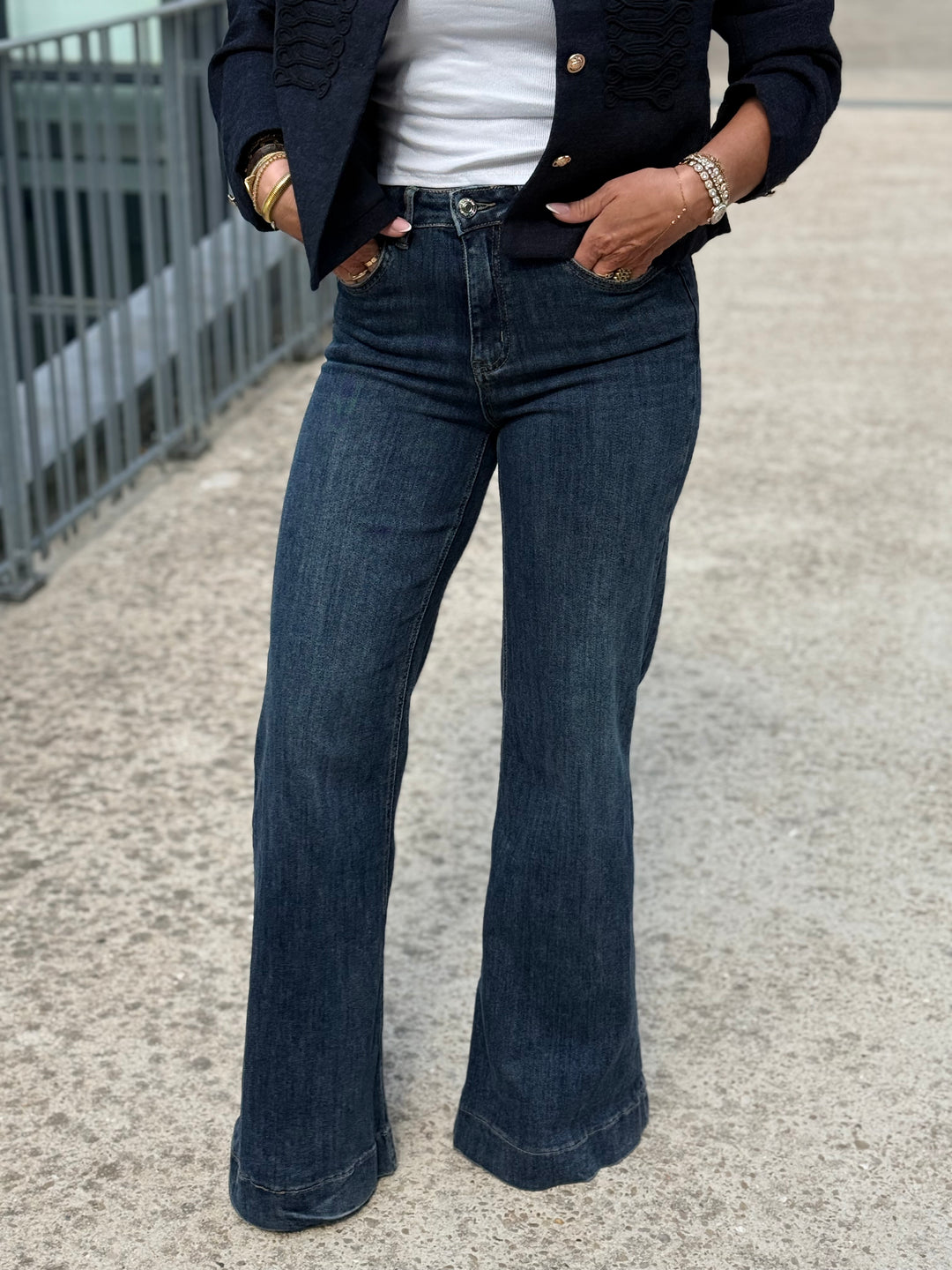Jean patte d’éléphant Bleu JW9689