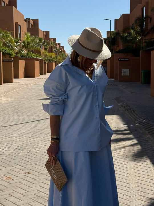 Ensemble chemise + jupe Bleu 3253+3255