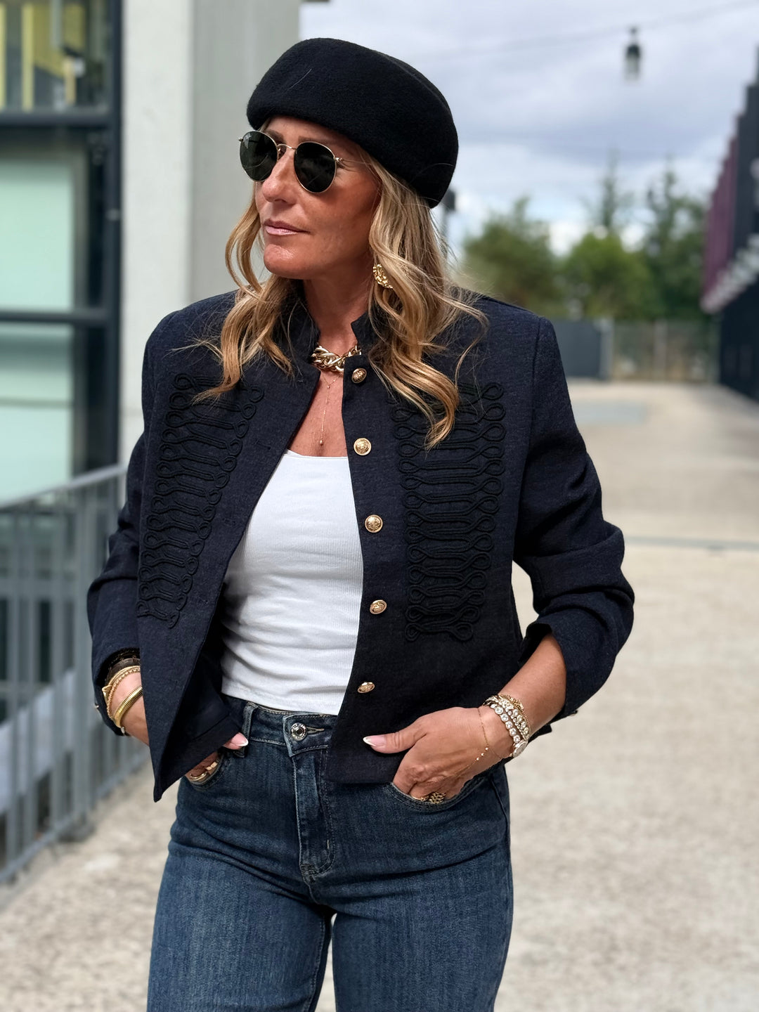 Veste officier bouton or Bleu Jean 7105
