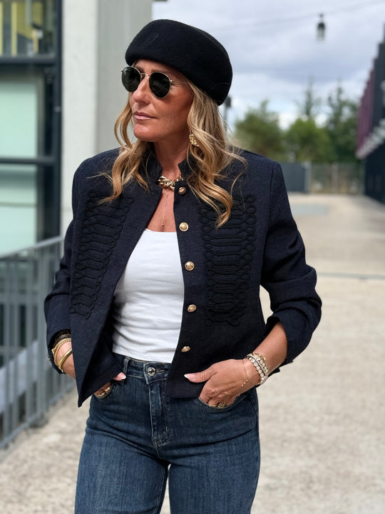 Veste officier bouton or Bleu Jean 7105
