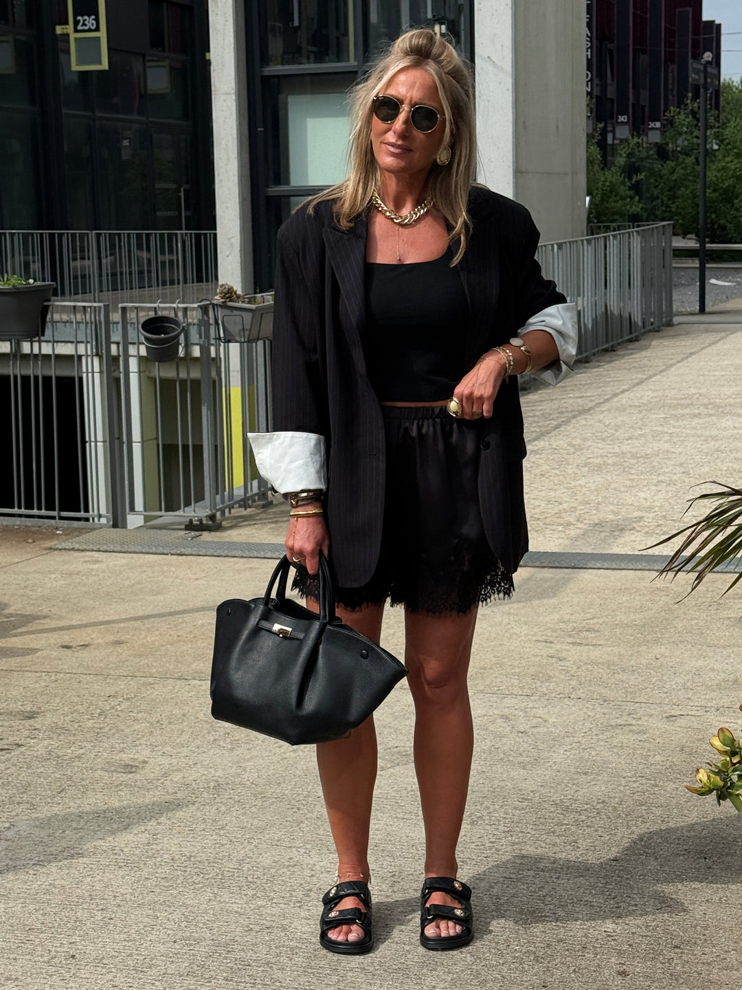 Blazer oversize à rayure Noir V2427