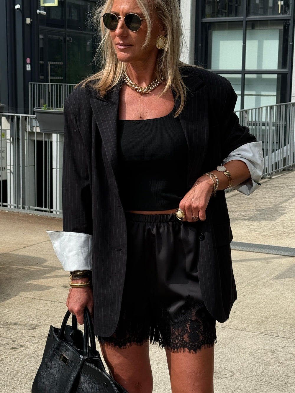 Blazer oversize à rayure Noir V2427