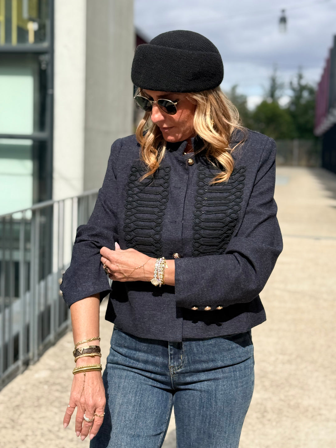 Veste officier bouton or Bleu Jean 7105