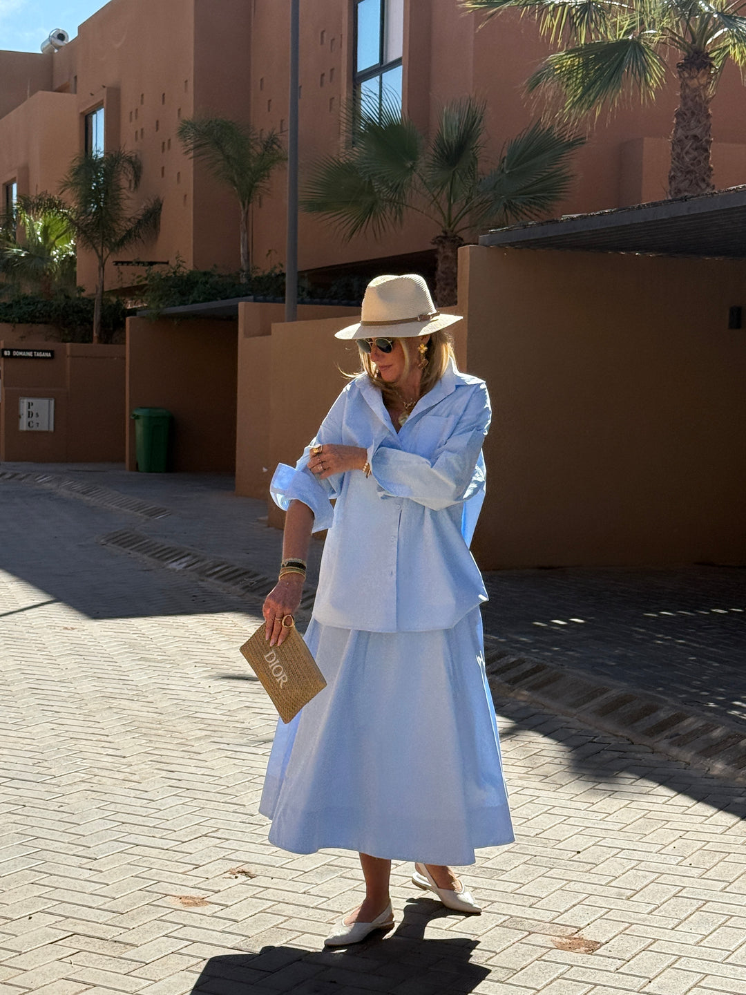 Ensemble chemise + jupe Bleu 3253+3255