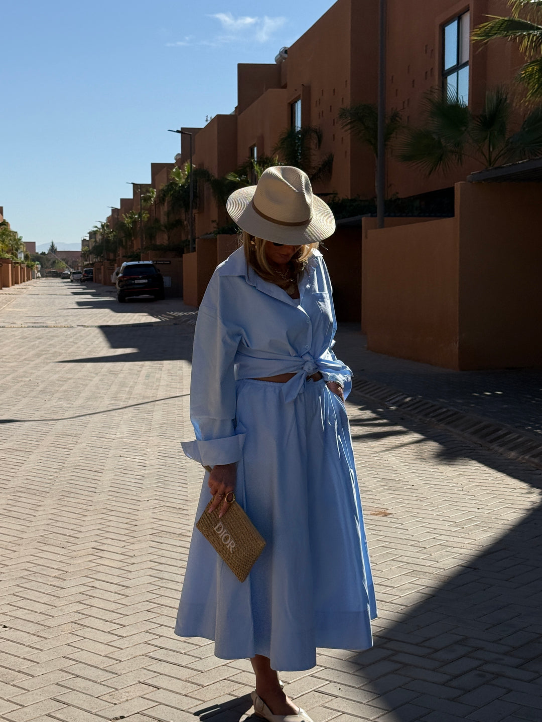 Ensemble chemise + jupe Bleu 3253+3255