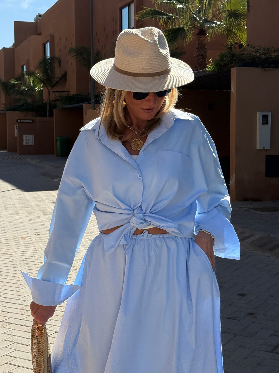 Ensemble chemise + jupe Bleu 3253+3255