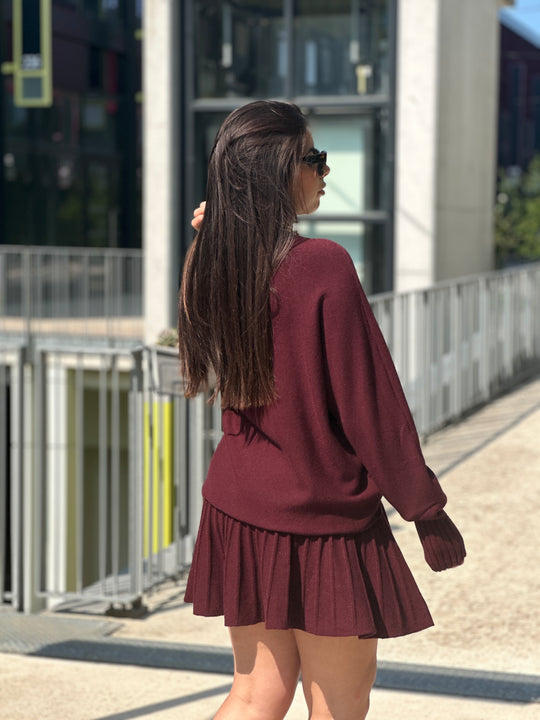 Ensemble col roulé et jupe Bordeaux 5030 + 5031