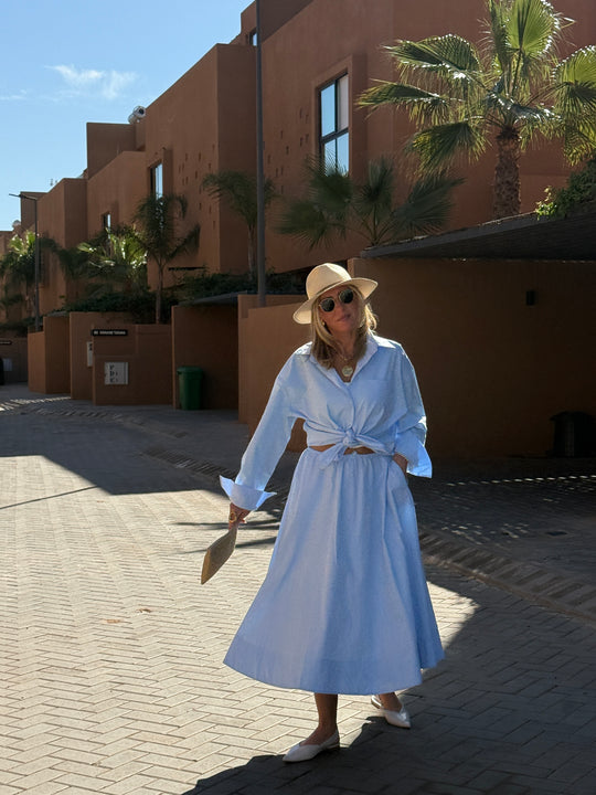 Ensemble chemise + jupe Bleu 3253+3255