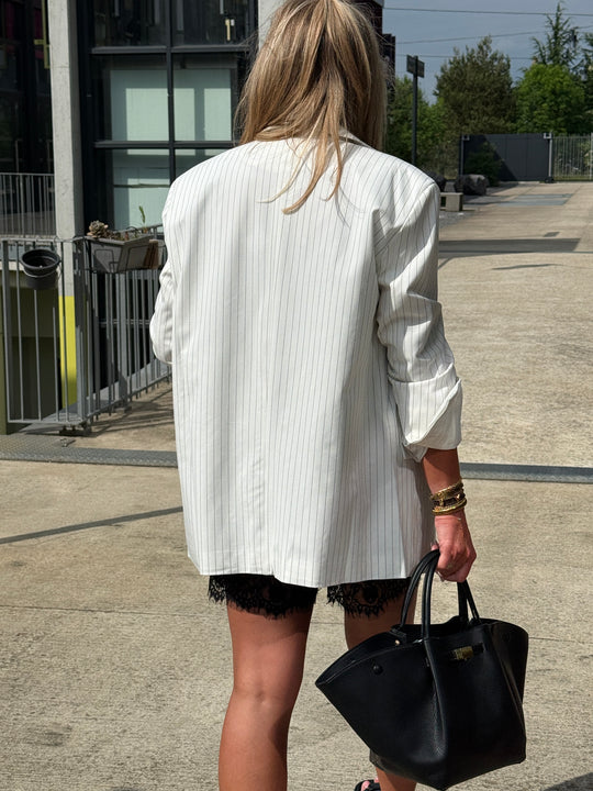 Blazer oversize à rayure Blanc V2427