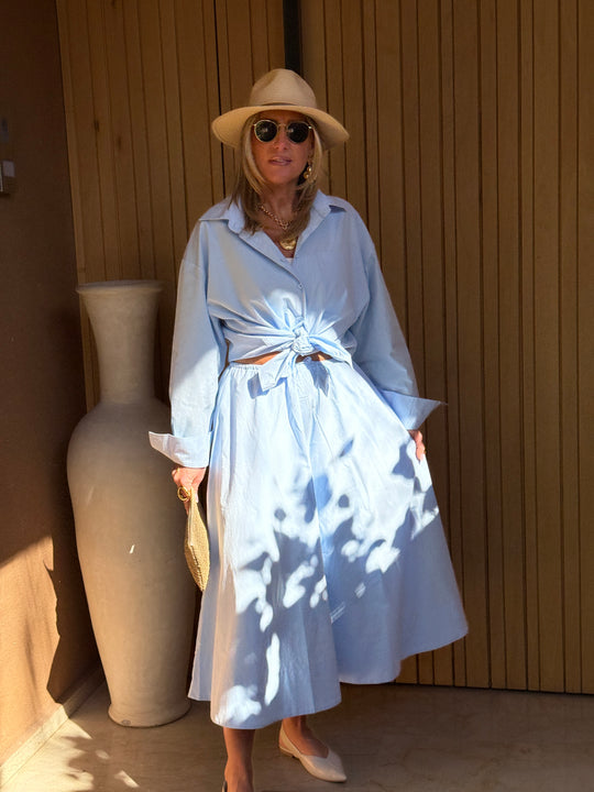 Ensemble chemise + jupe Bleu 3253+3255