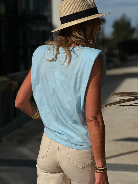 Top épaule Bleu clair