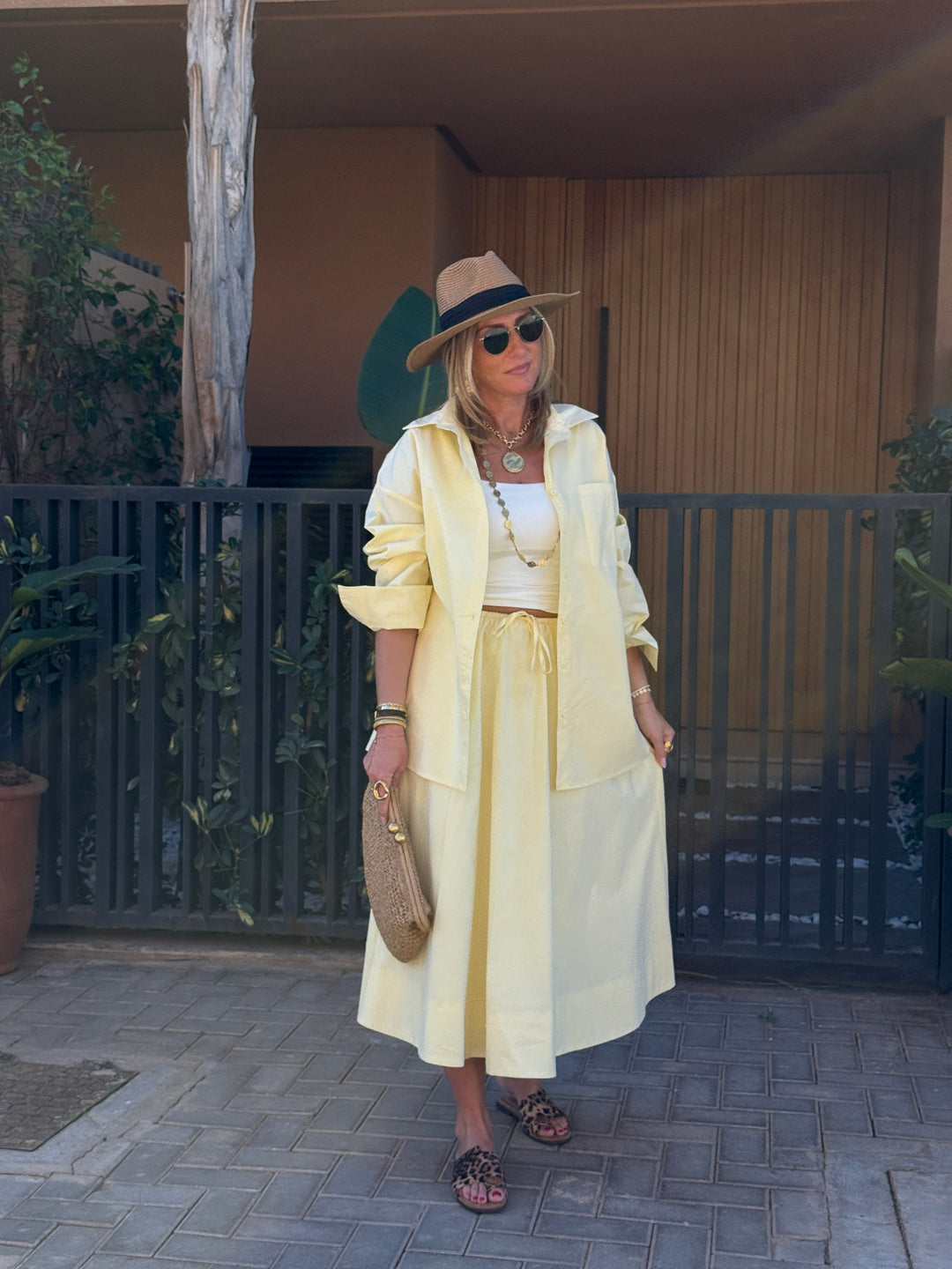 Ensemble chemise + jupe Jaune 3253+3255