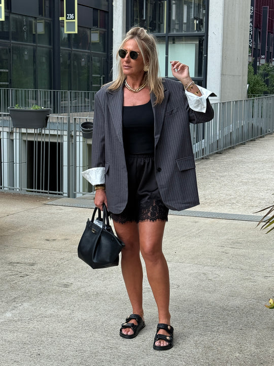 Blazer oversize à rayure gris V2427