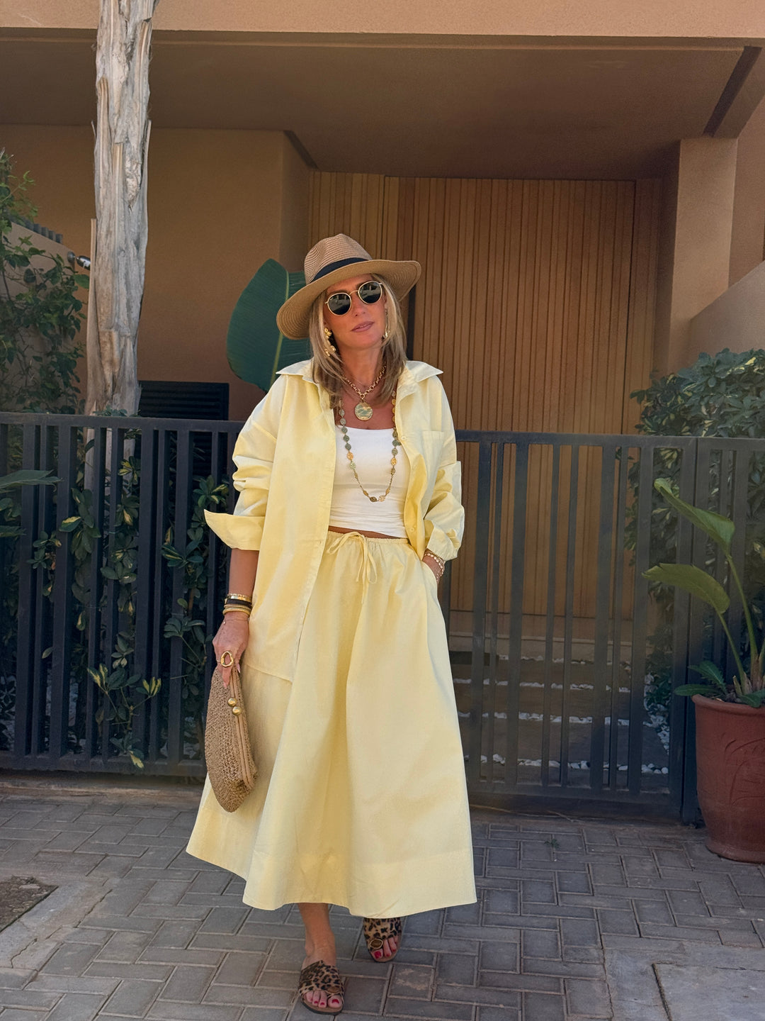 Ensemble chemise + jupe Jaune 3253+3255