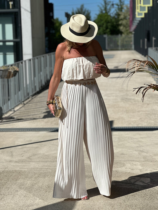 Ensemble bustier plissé beige 81978