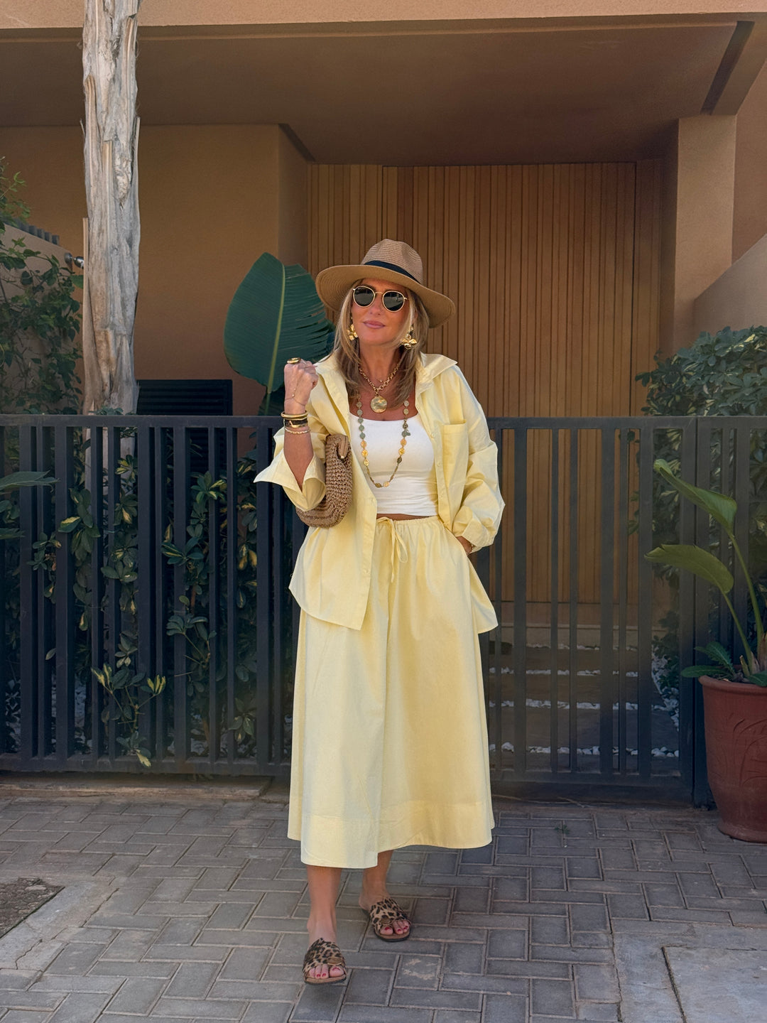 Ensemble chemise + jupe Jaune 3253+3255