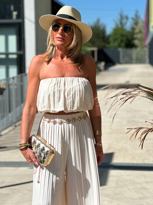 Ensemble bustier plissé beige 81978