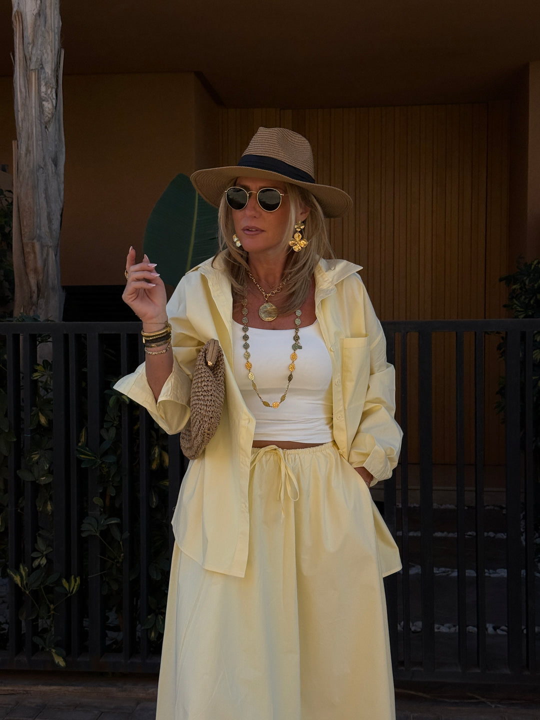 Ensemble chemise + jupe Jaune 3253+3255