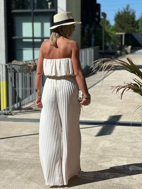 Ensemble bustier plissé beige 81978