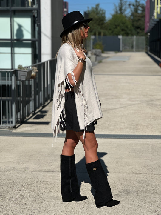 Pull poncho frange TR8313