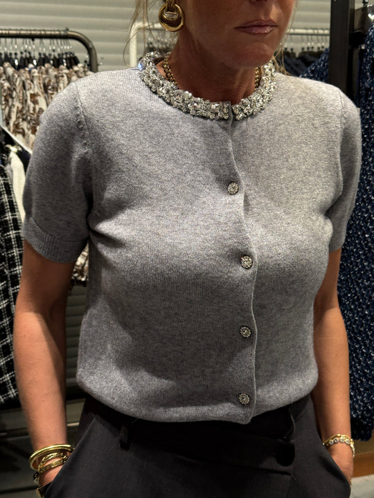 Gilet manche court col strass 88365