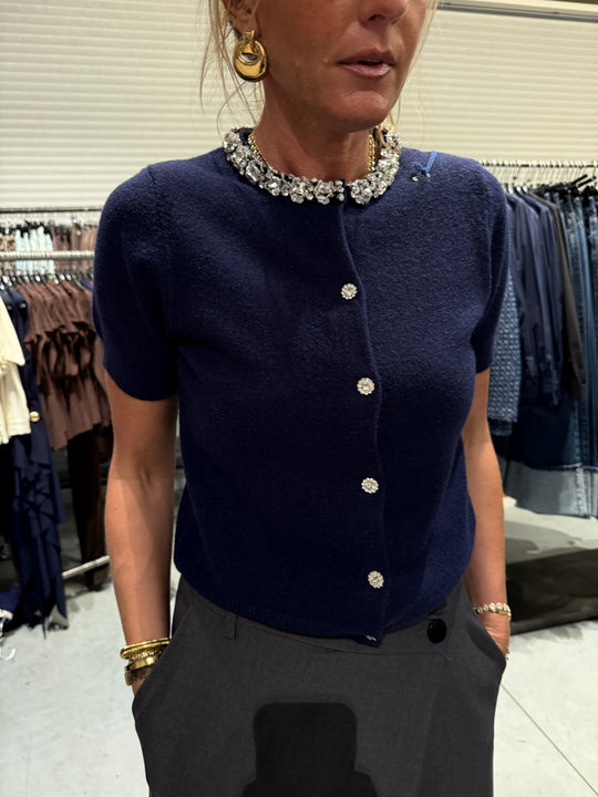 Gilet manche court col strass 88365