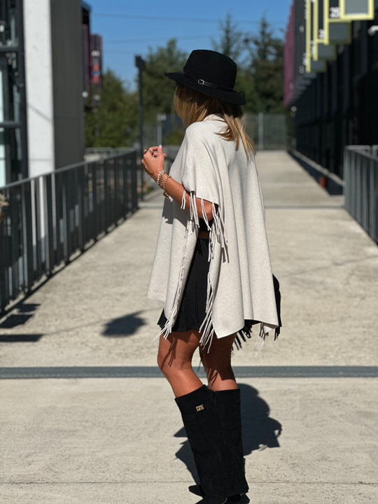 Pull poncho frange TR8313