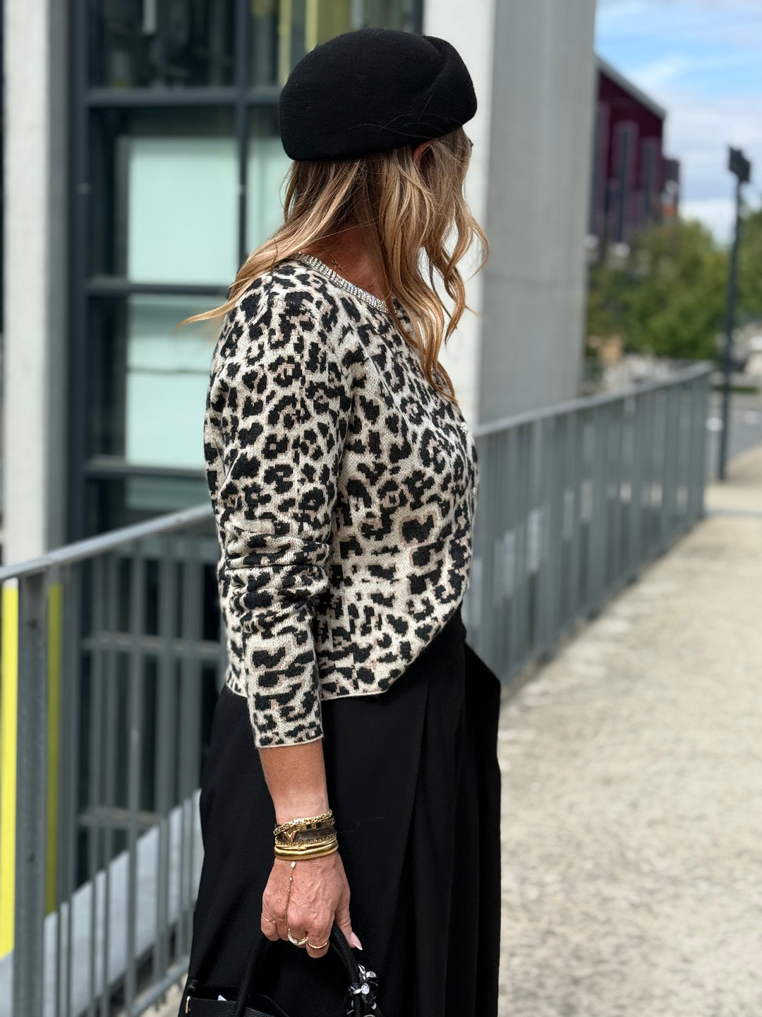 Pull Gilet leopard col strass 2560