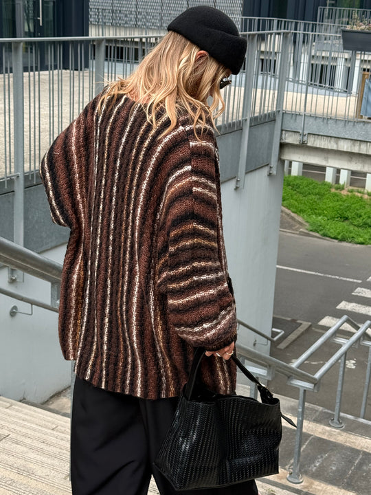 Gilet mi long multicolore choco 6015