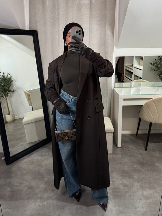Blazer longue maxi oversize Choco /W24737-125
