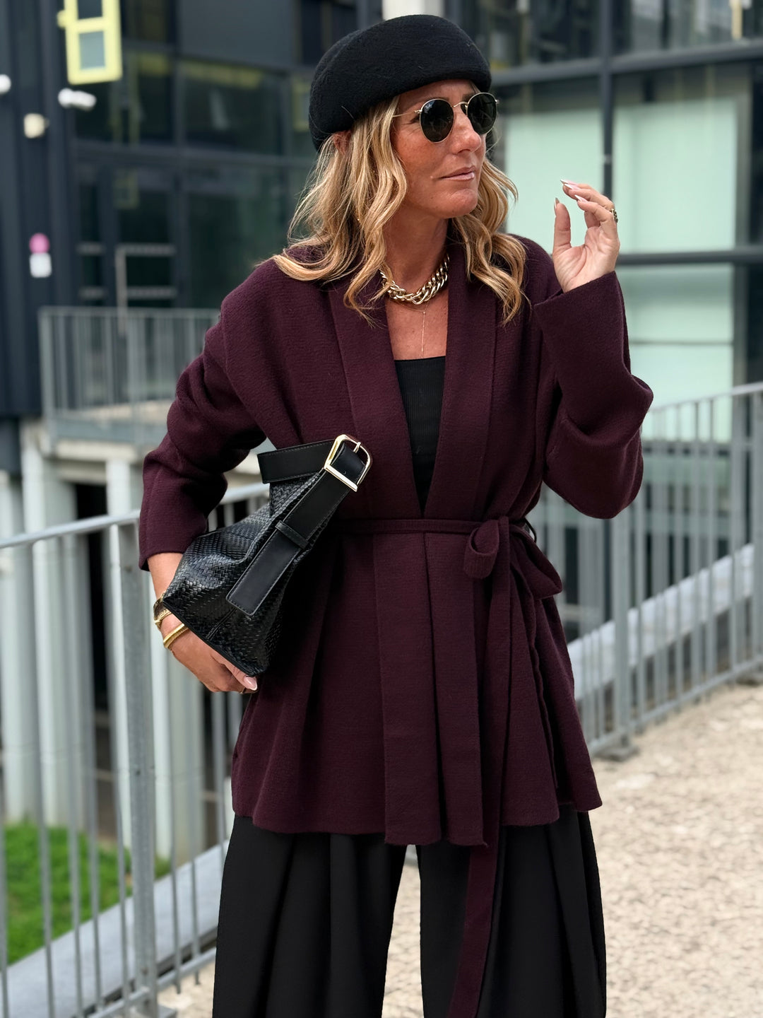 Gilet mi-long col droit 9066