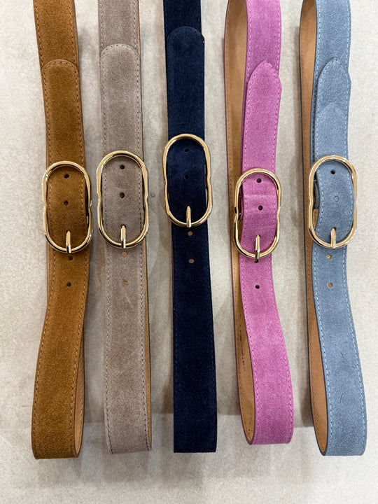 Ceinture cuir boucle ovale Or