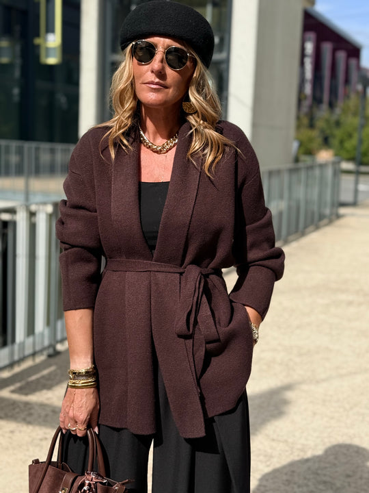 Gilet mi-long col droit 9066