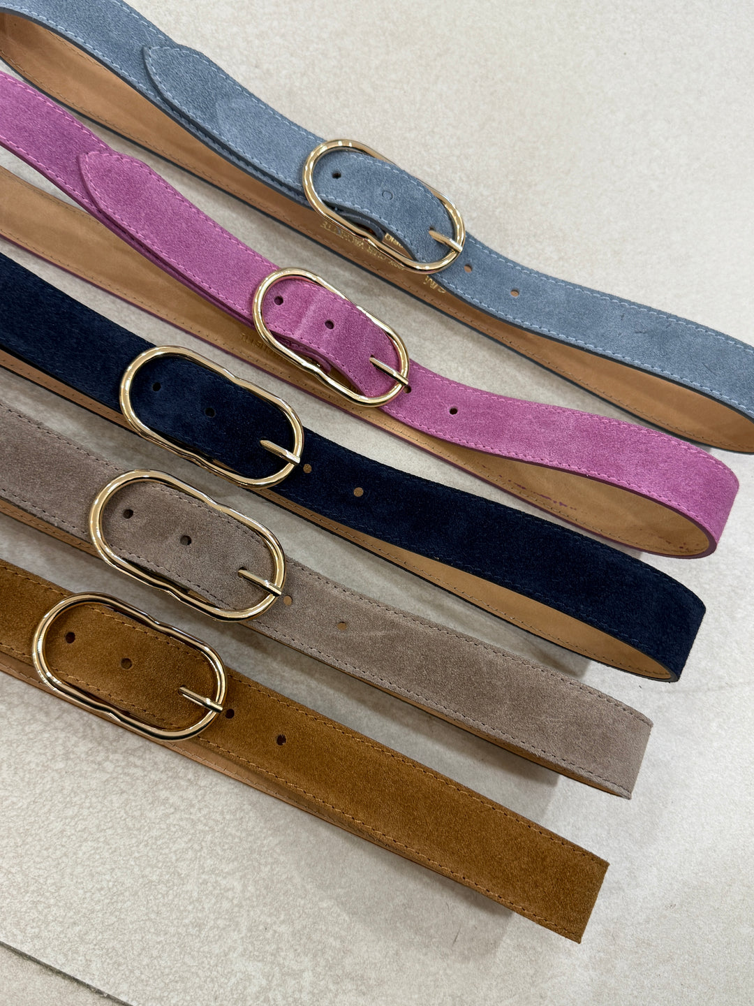Ceinture cuir boucle ovale Or