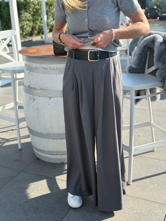 Pantalon pince Emilie ceinture boucle or