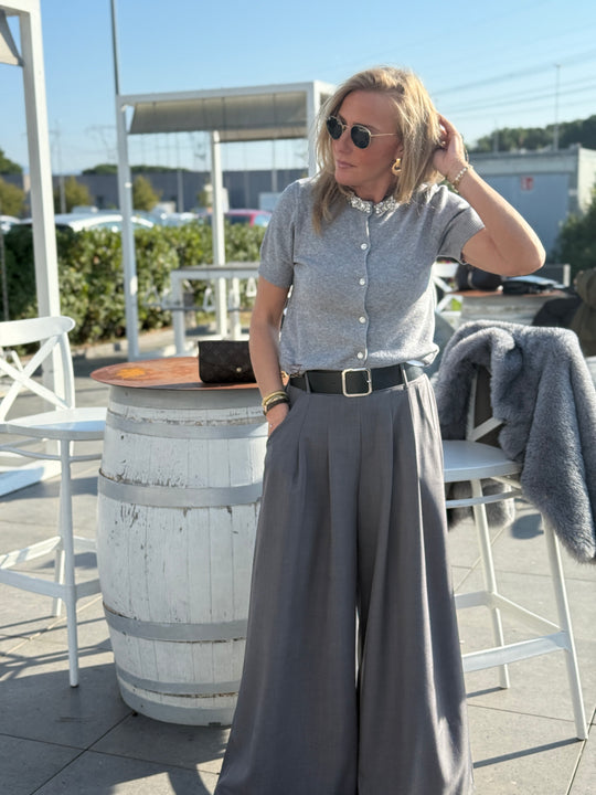 Pantalon pince Emilie ceinture boucle or