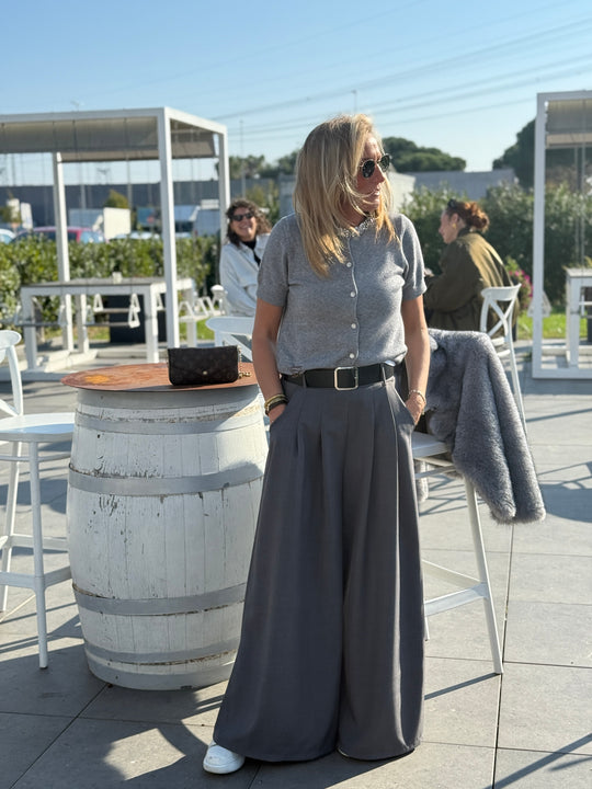 Pantalon pince Emilie ceinture boucle or